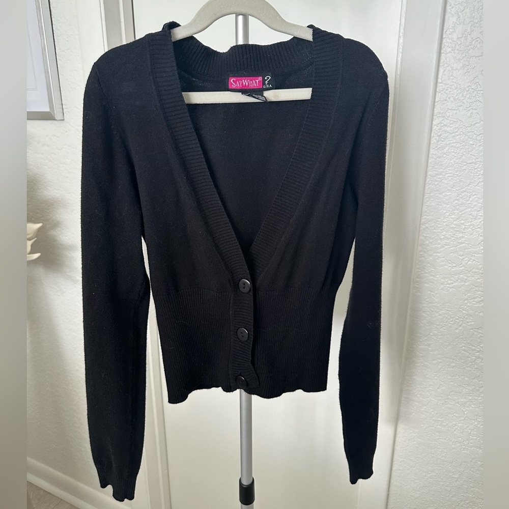 Say What? Black cardigan Size Small